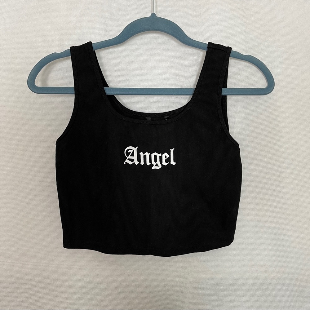 Shein Crop Angel Tank Size S Black